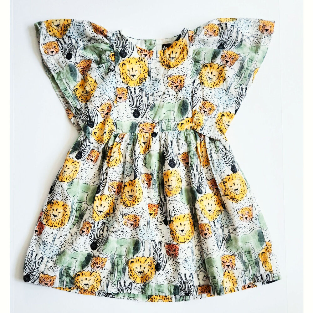 Tea Collection Safari Animals Toile Butterfly Sleeve Twirl Dress | Girls 6